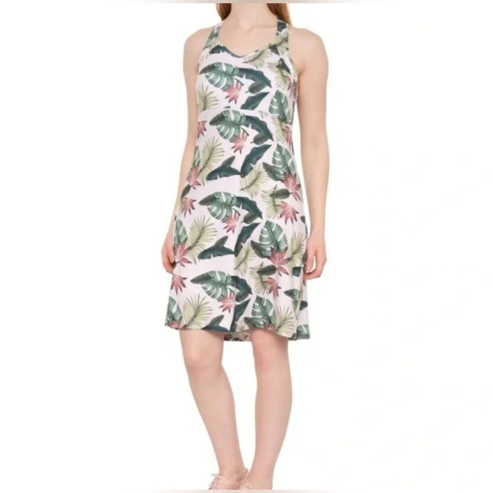 New Freedom Trail Kyodan Strappy Cross Back Tropical Floral Print Dress  Medium